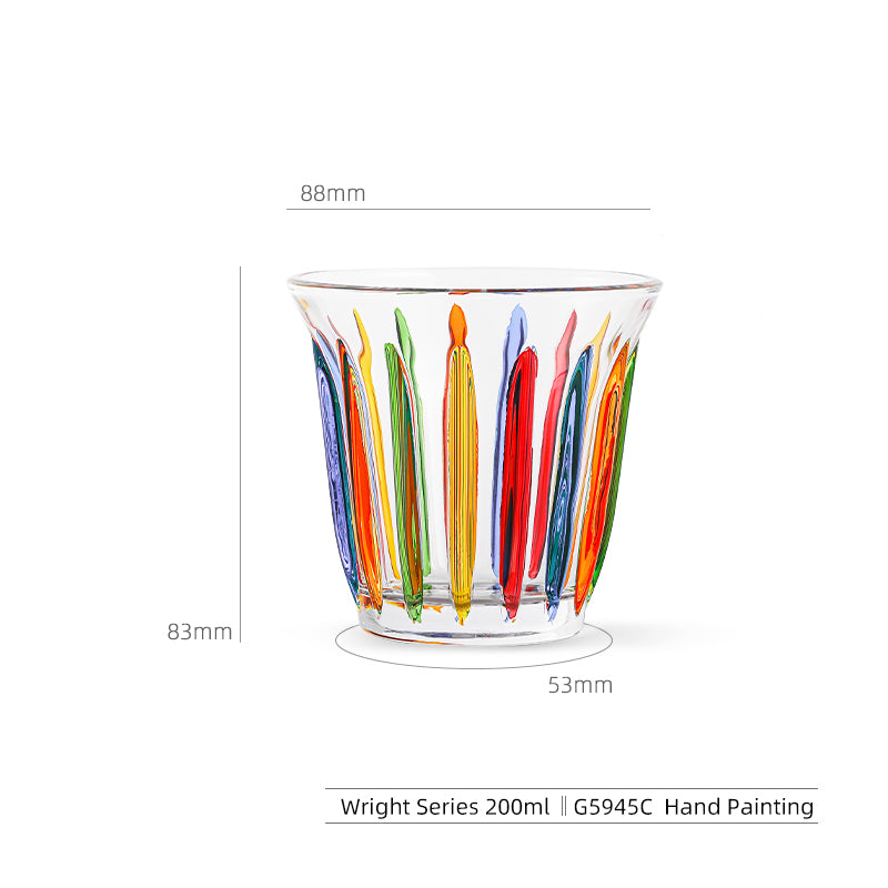MHW-3BOMBER WRIGHT glass cup G5945C, 200 ml, Hand-painted