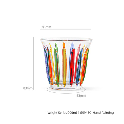 MHW-3BOMBER WRIGHT glass cup G5945C, 200 ml, Hand-painted