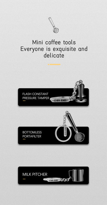 Three separate coffee-keychain designs for comparison; select one exact SKU.