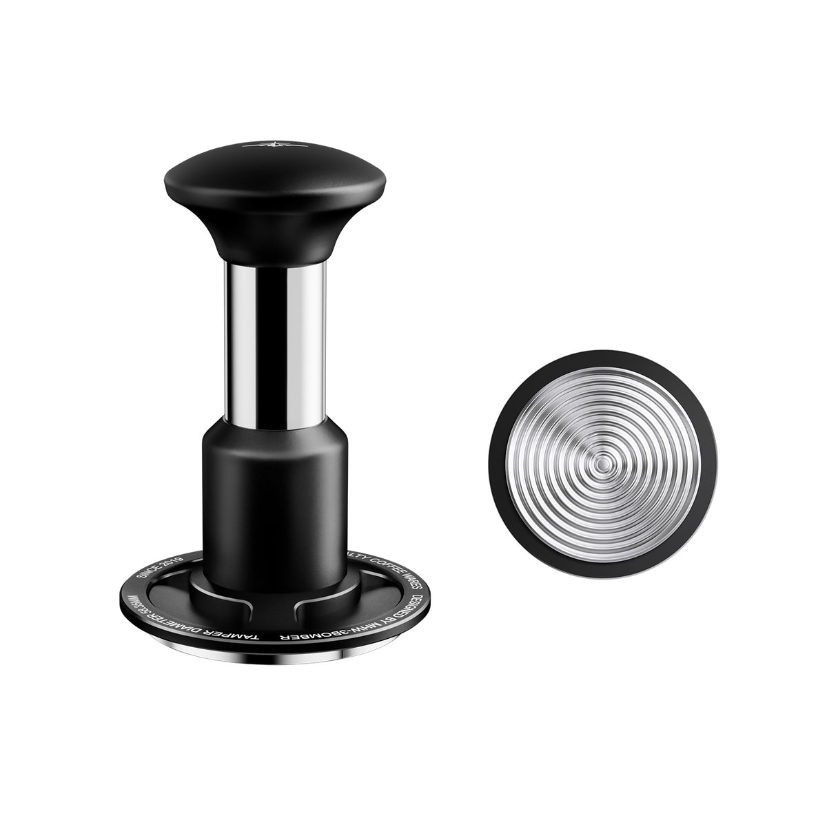 MHW-3BOMBER T6731B Knight Impact Tamper, 58.35 mm, Black, Large ripple base