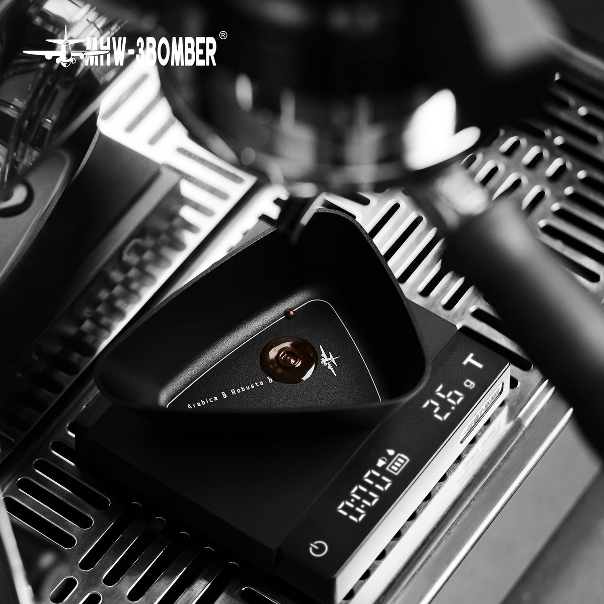 MHW-3BOMBER P6562B BeanBoat bean tray on a coffee scale