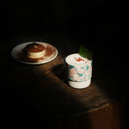 MHW-3BOMBER DW6908PG Pink Green Swirl Cup in a dessert display; food, plate and scene props not included