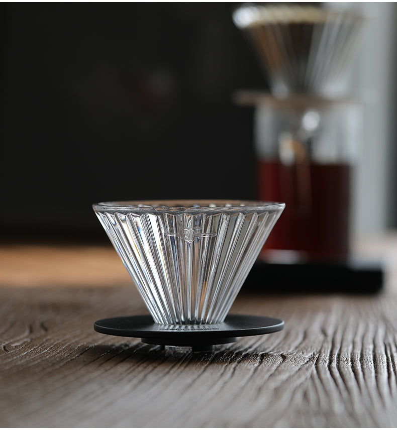 Elf glass pour-over dripper with black base