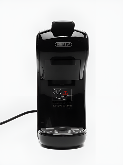 HiBREW H1A Classic Black – front view of the brewing adapter, lever and drip tray
