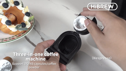 HiBREW H3B – Loading the Nespresso-compatible capsule adapter