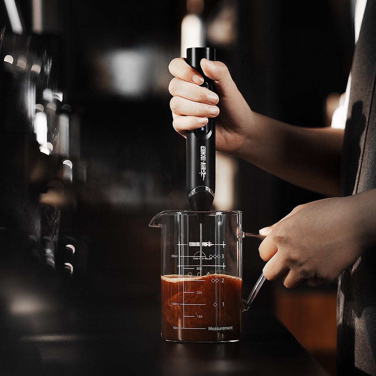 MHW-3BOMBER MF6793B black rechargeable handheld milk frother, distinct product photograph 3; scene accessories excluded