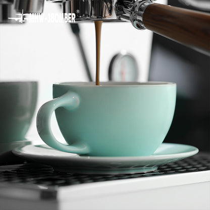 MHW-3BOMBER Mars Tiffany blue cup at espresso machine