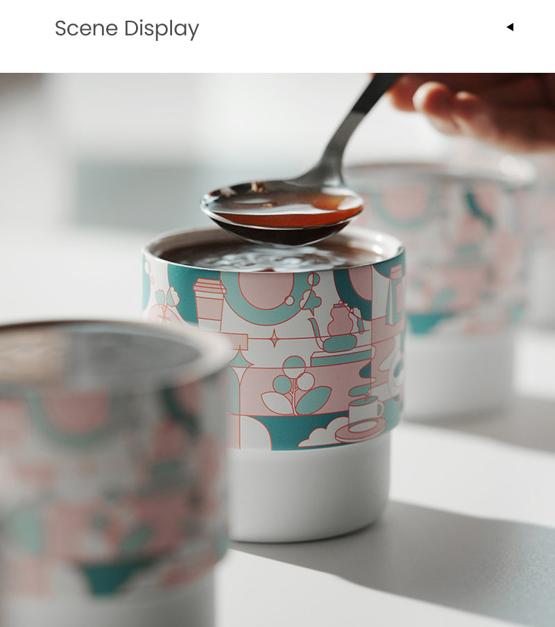 MHW-3BOMBER DW6908PG Pink Green Swirl Cup — espresso pouring scene