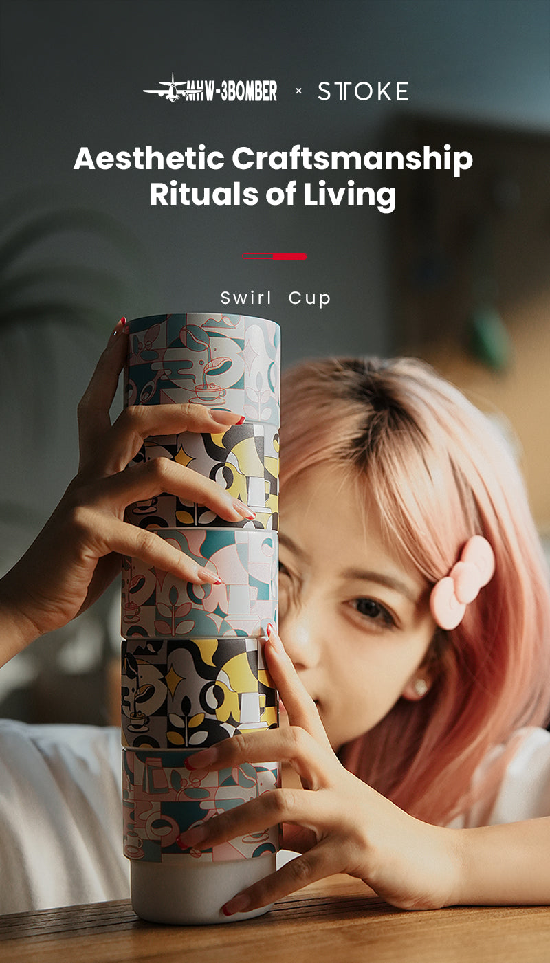 MHW-3BOMBER DW6909BY Black Gold Swirl Cup — stacked display with listed Pink Green artwork, one cup per variant
