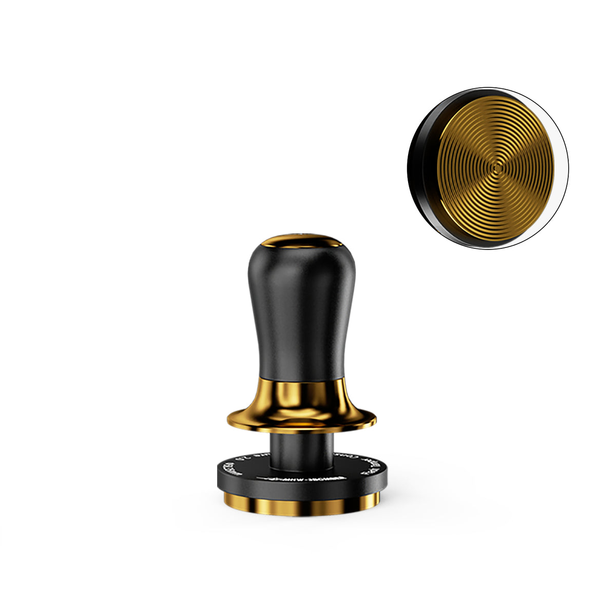 MHW-3BOMBER T7032G FlowLight Calibrated Tamper, 58 mm, Black Gold; model-reference view