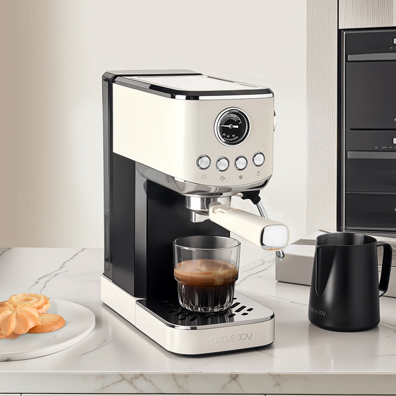 Circle Joy CJ-KFJ01 espresso machine viewed from the front right