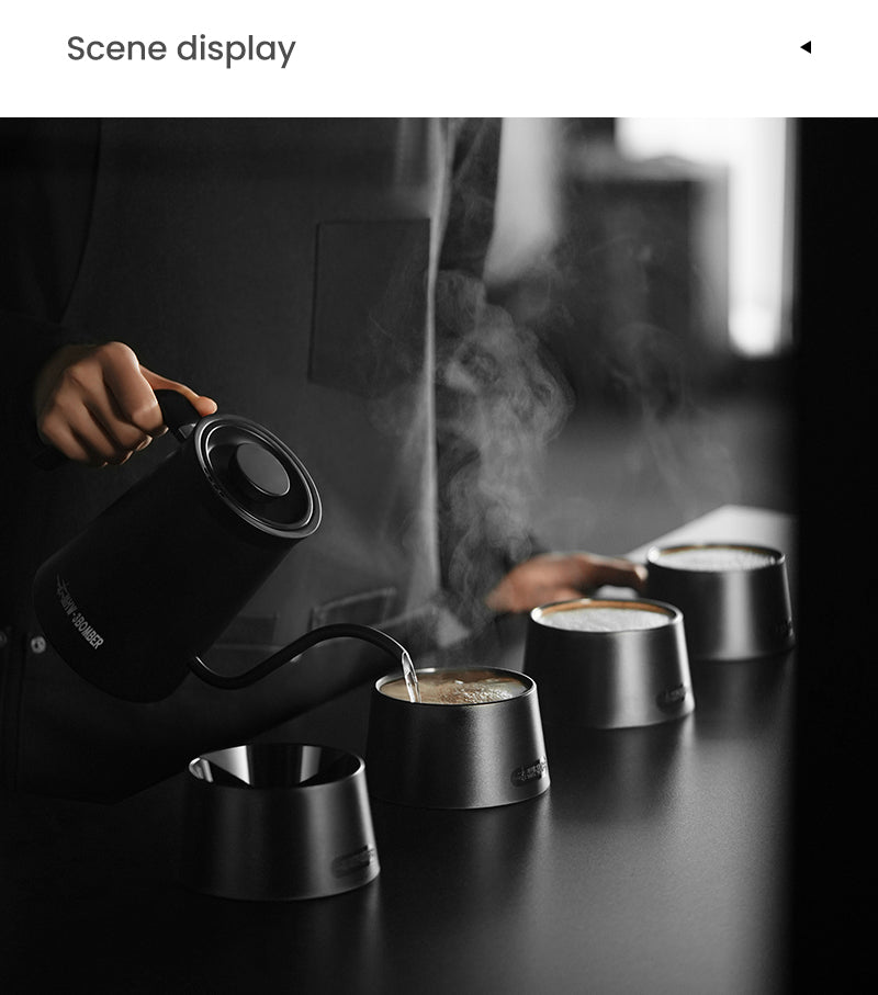 MHW-3BOMBER black cupping bowls receiving water for sample tasting