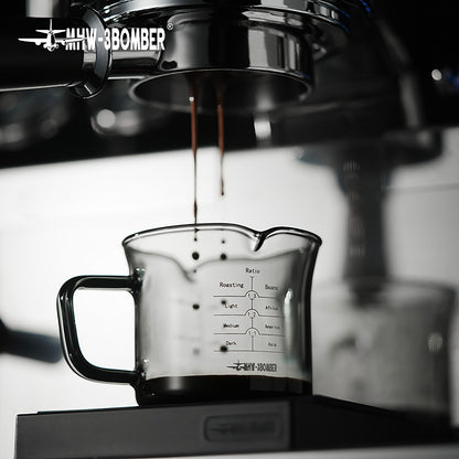 MHW-3BOMBER G5059 clear glass measuring cup receiving espresso