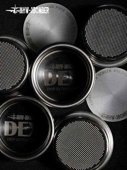 DEX filter baskets shown beside separate puck screens; screens not included
