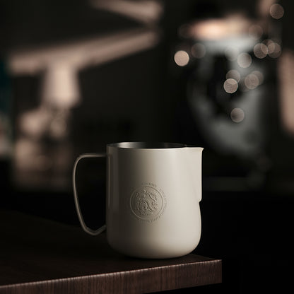 P6654W matte beige white FF pitcher — counter view