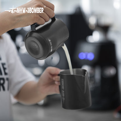 MHW-3BOMBER P6003SS Turbo milk pitcher — silver speckle 450 ml transferring milk; other pitchers not included. Cups, machines and other scene items are not included.