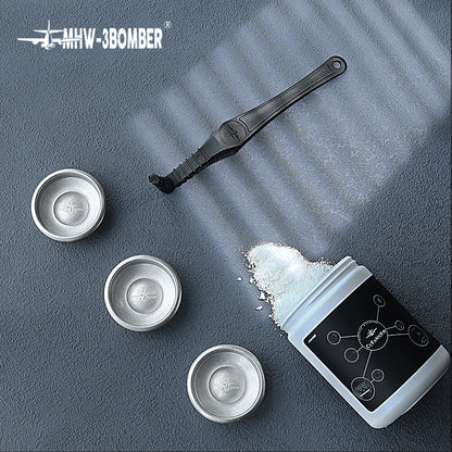 MHW-3BOMBER BB5497 blind bowl in a cleaning-tool flat lay; extra bowls and other tools are illustrative