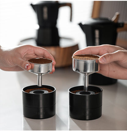 MHW-3BOMBER T5884 distributor shown with moka filter funnels for fit comparison