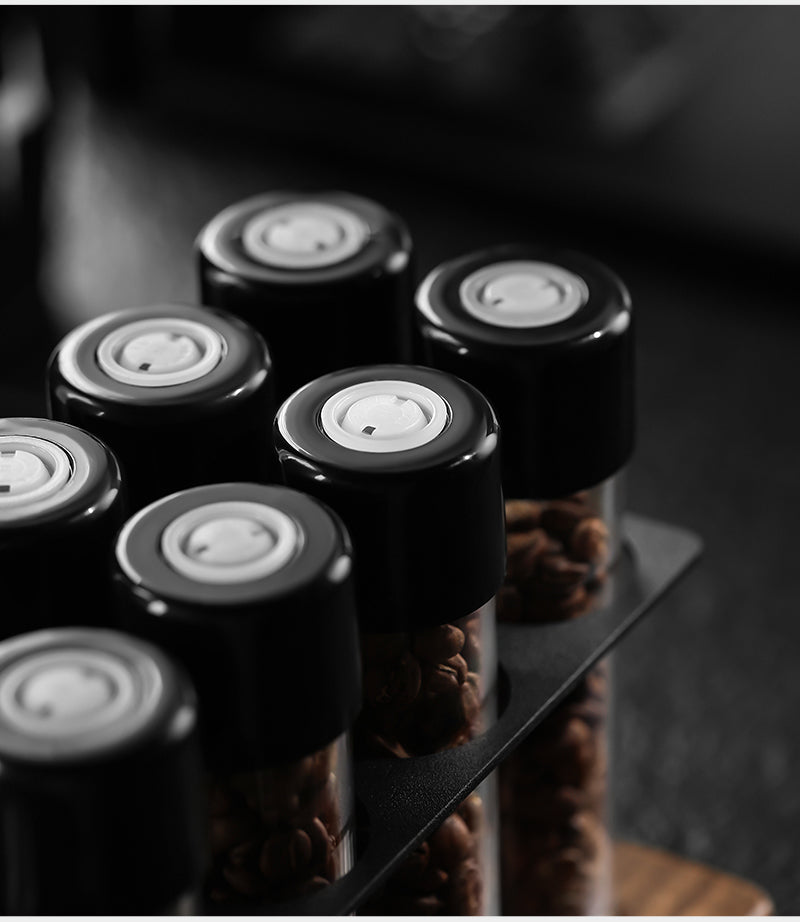 MHW-3BOMBER C5152 coffee tube lids and rack close-up