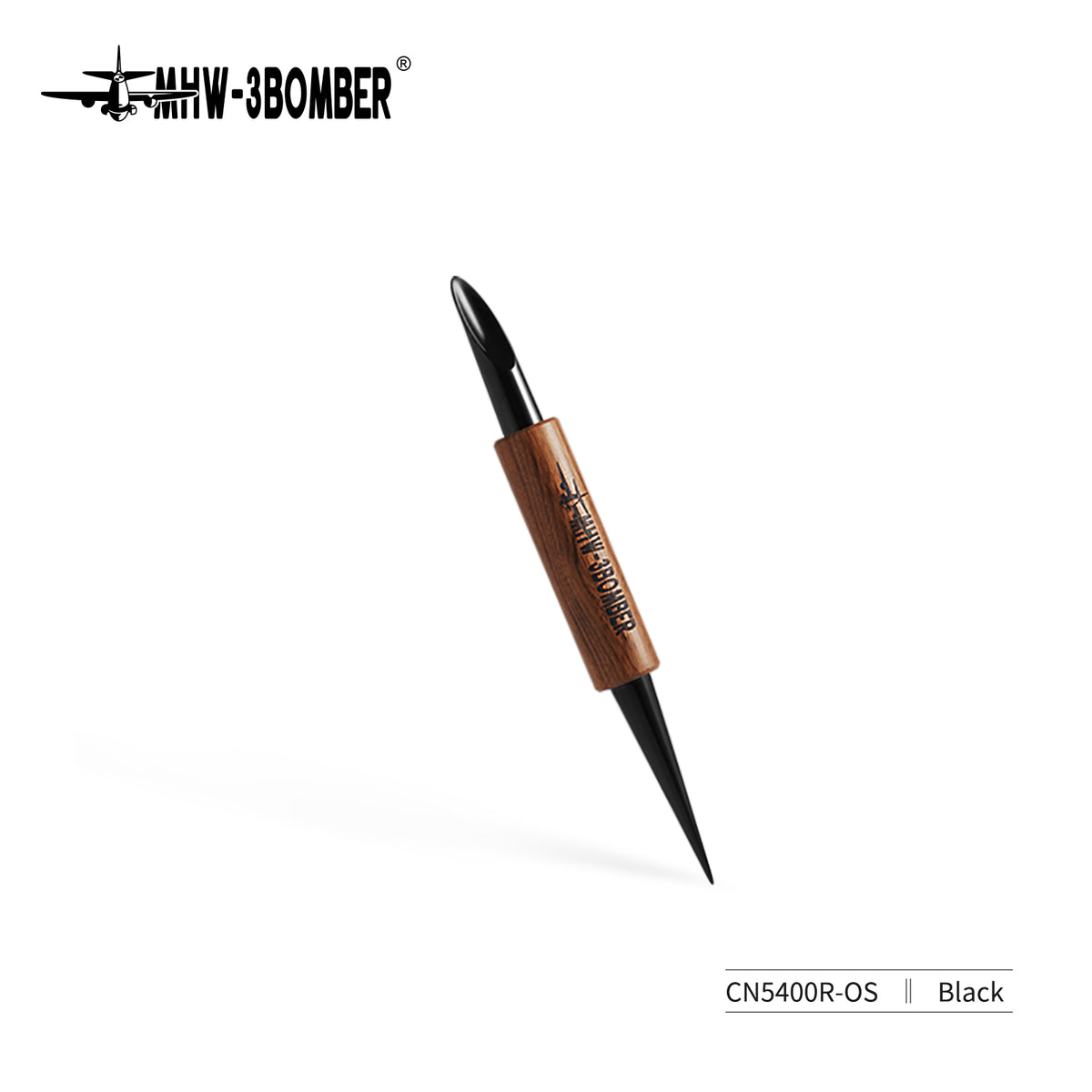 MHW-3BOMBER CN5400R black dual-ended latte art pen with rosewood handle