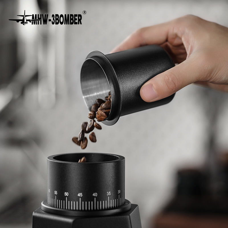MHW-3BOMBER DC5615B matte black dosing cup pouring coffee beans; receiving accessory not included