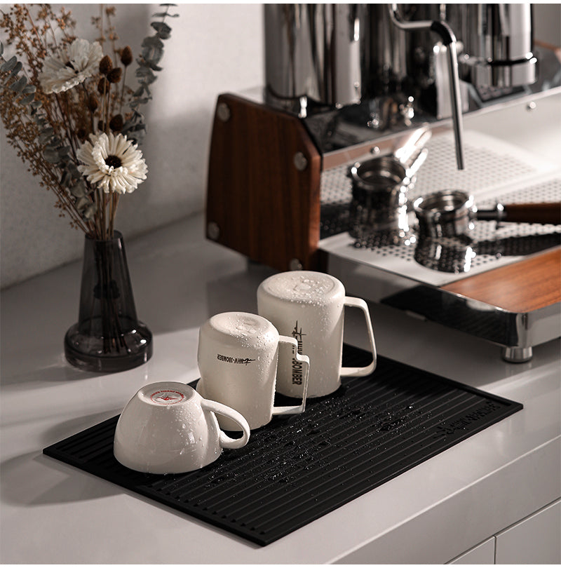 MHW-3BOMBER black drying pad below mugs; mugs not included