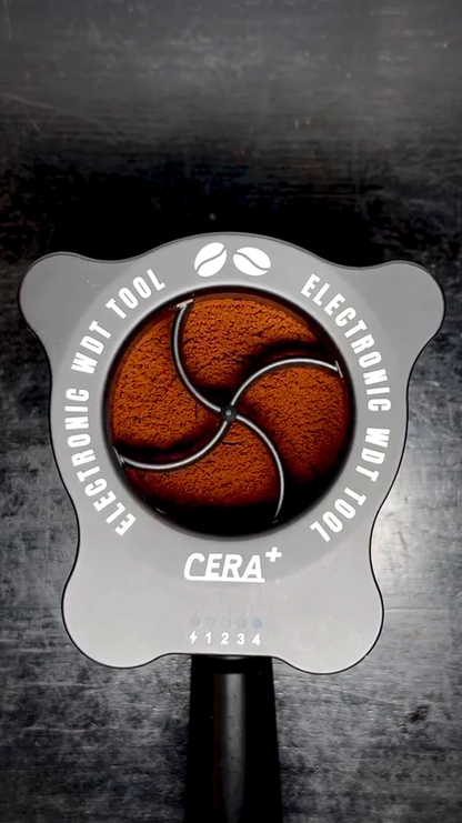 CERA+ ED58 viewed from above while distributing coffee grounds in a portafilter