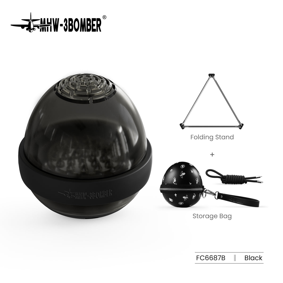 MHW-3BOMBER FC6687B black Eggonaut dripper with folding stand and carrying pouch