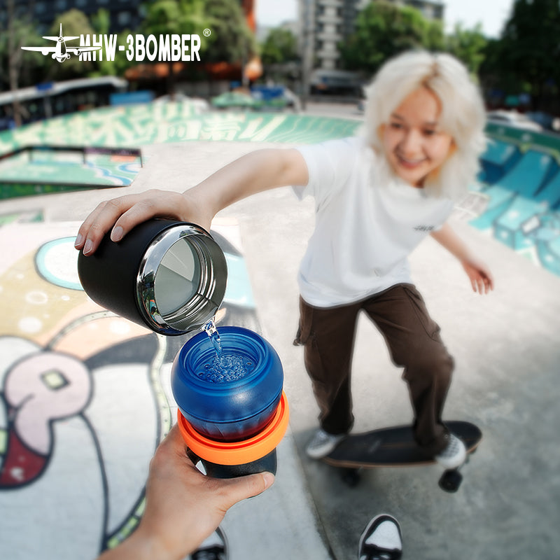 MHW-3BOMBER FC6686BL blue Eggonaut dripper receiving water outdoors; cup and other scene props not included
