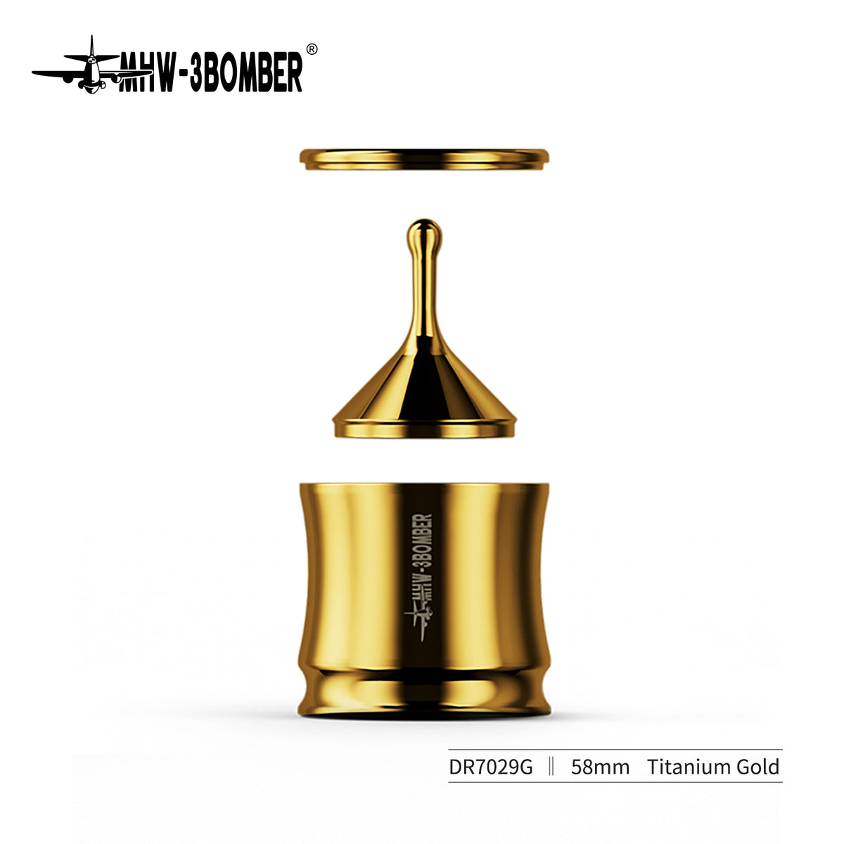 MHW-3BOMBER DR7029G gold FlowLight dosing tool, components separated