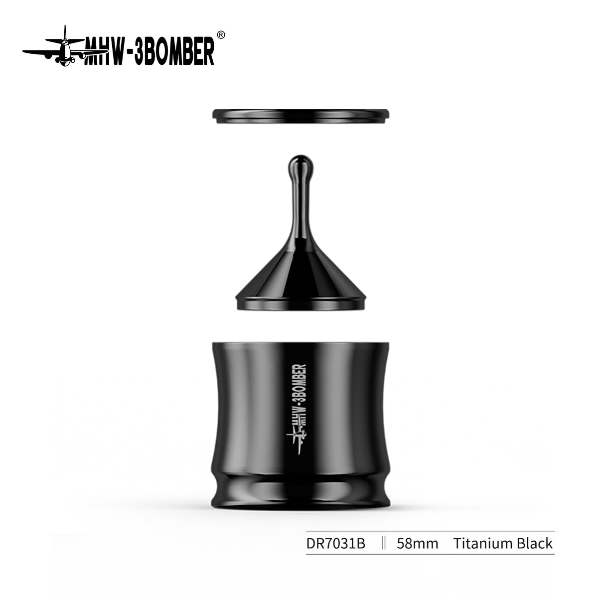 MHW-3BOMBER DR7031B black FlowLight dosing tool, components separated