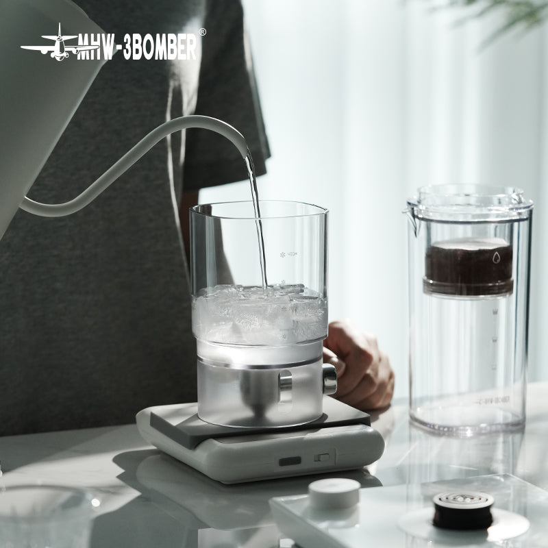 MHW-3BOMBER ID6135 clear Fresh Ice upper chamber being filled with water; scale and kettle are not included