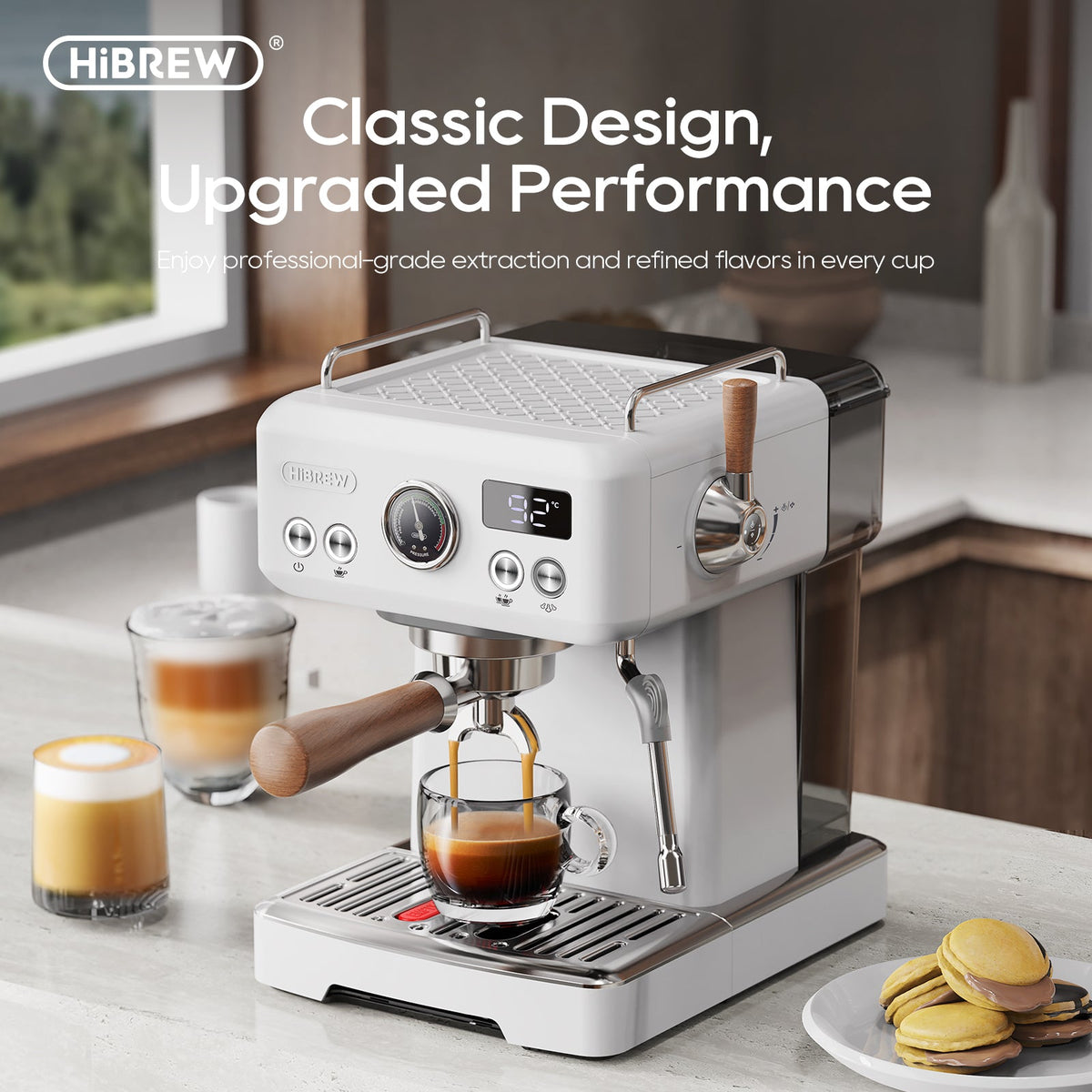 HiBREW H10Plus during countertop espresso preparation