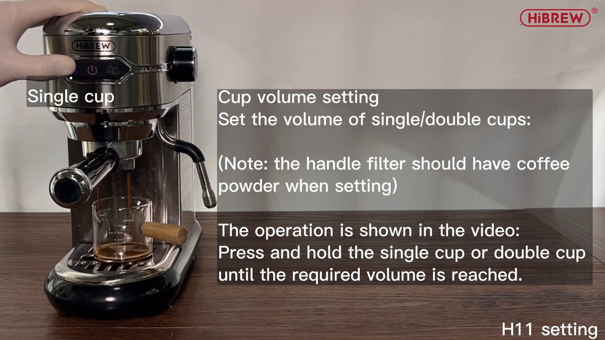 HiBREW H11 Basic Silver — espresso preparation with the complete machine