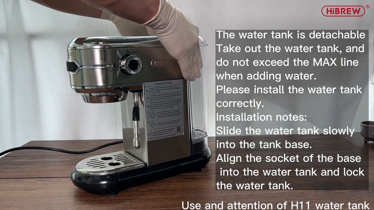 HiBREW H11 Basic Silver — removable rear water tank
