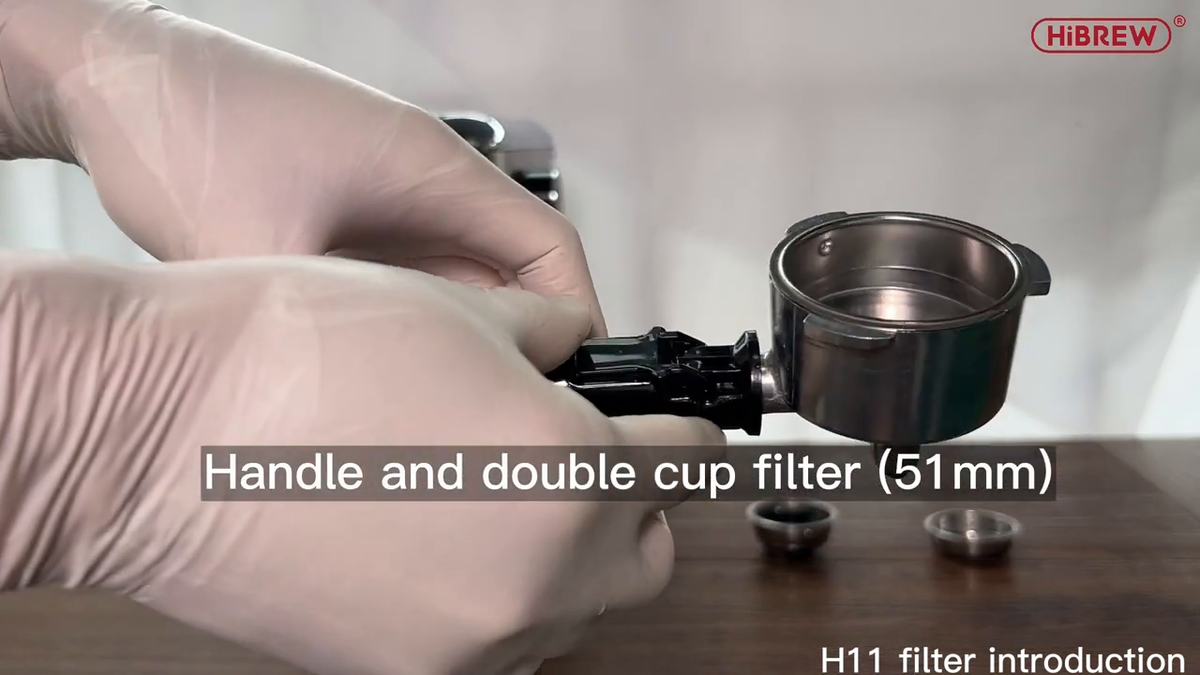 HiBREW H11 Basic Silver — portafilter and double-shot basket