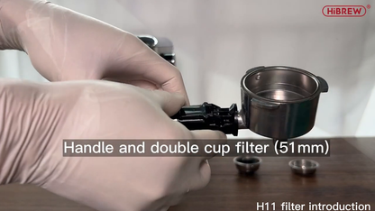 HiBREW H11 Basic Silver — portafilter and double-shot basket
