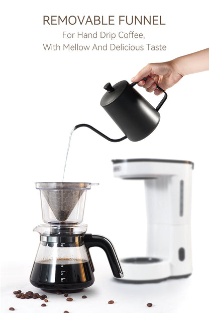 HiBREW H12 White / EU: removable filter funnel with hand-pouring setup