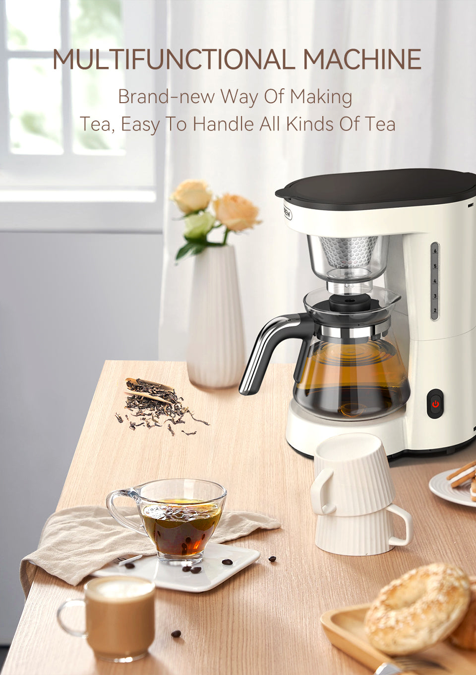 HiBREW H12 White / EU: white machine with tea preparation setup