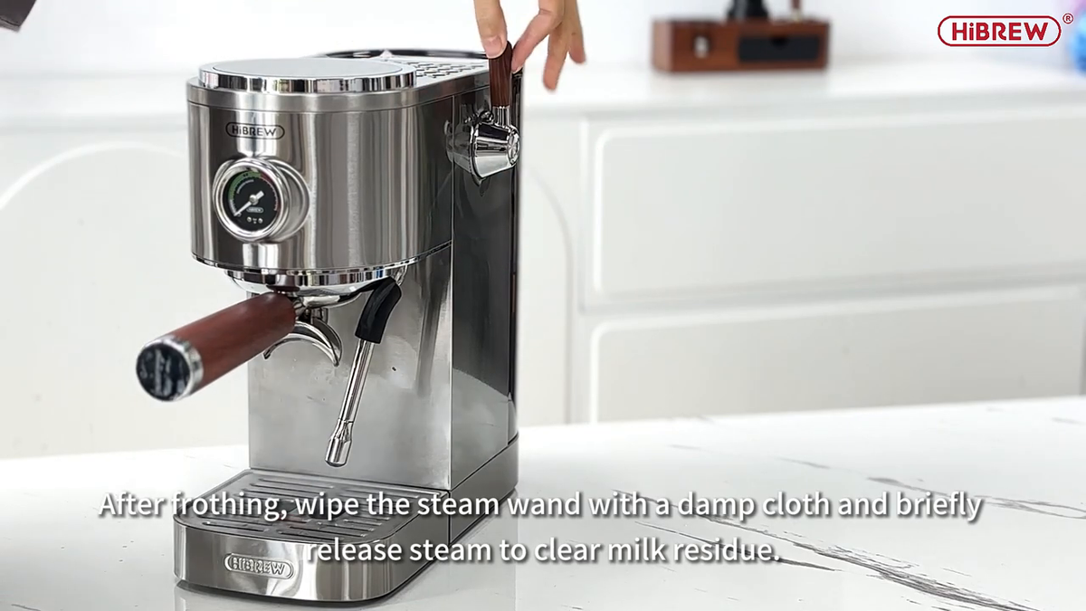 HiBREW H13 Silver — complete espresso machine and side steam control