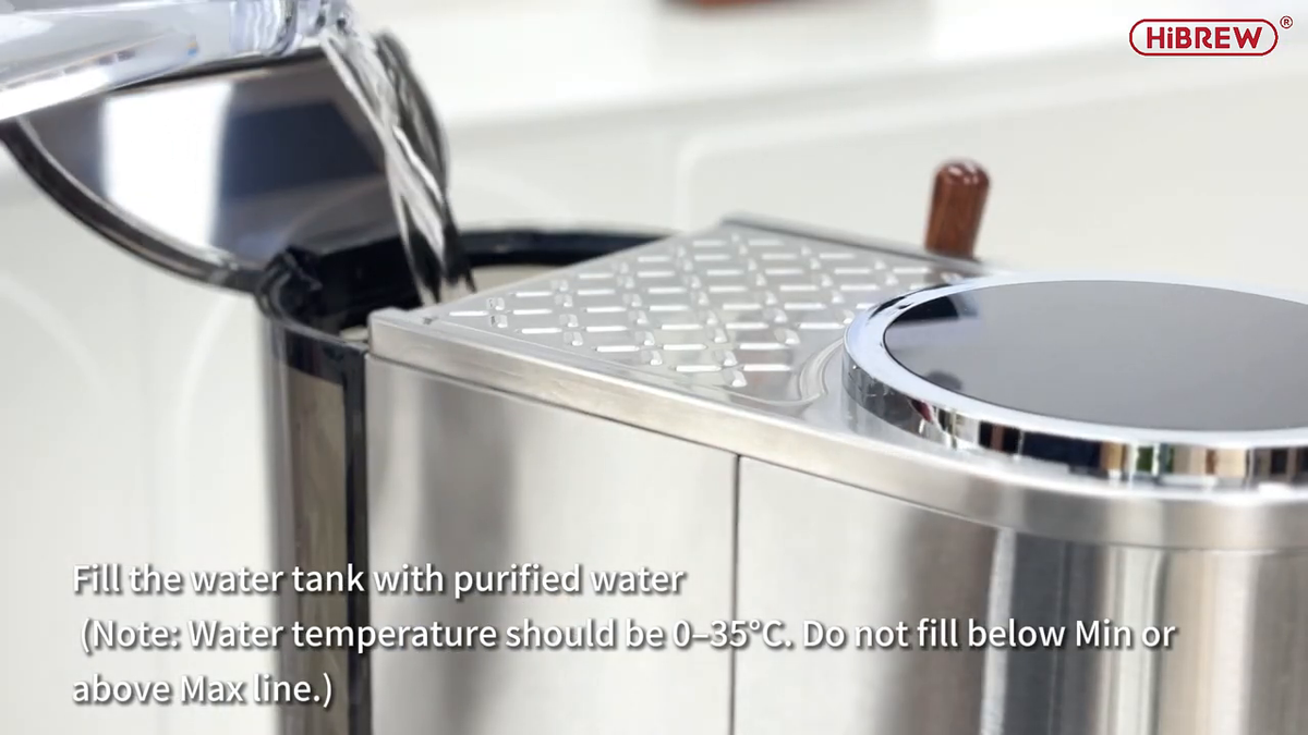 HiBREW H13 Silver — filling the rear water tank