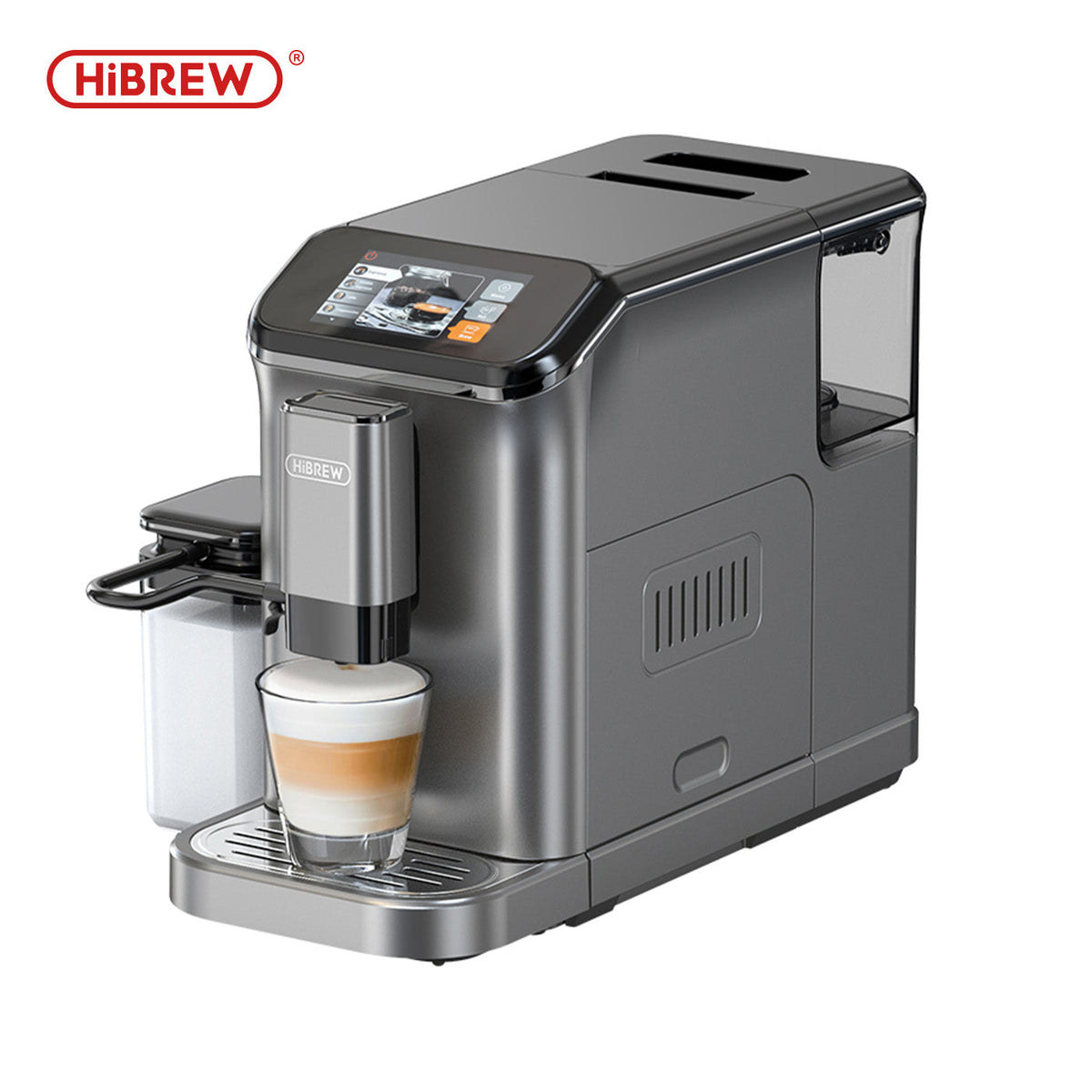 HiBREW H16 black / EU: black machine with milk container and coffee cup