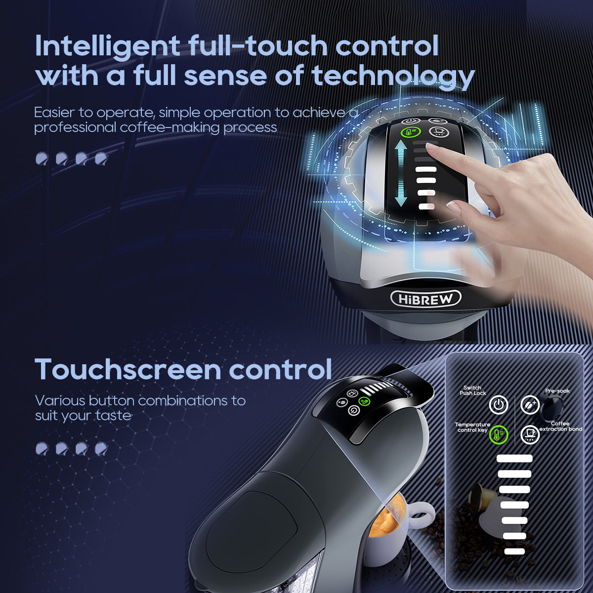 HiBREW H17 EU: touch-control panel in use