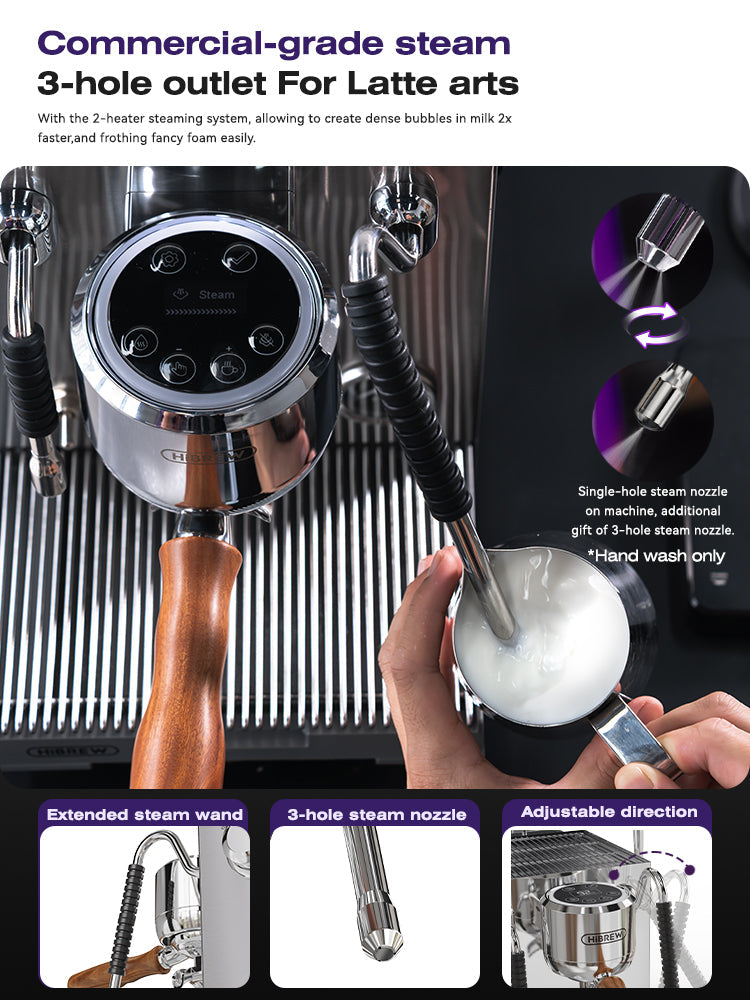 HiBREW H21 EU / Silver: steam wand and milk-texturing photo details