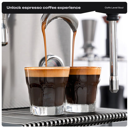 HiBREW H21 EU / Silver: spouted portafilter dispensing two espressos