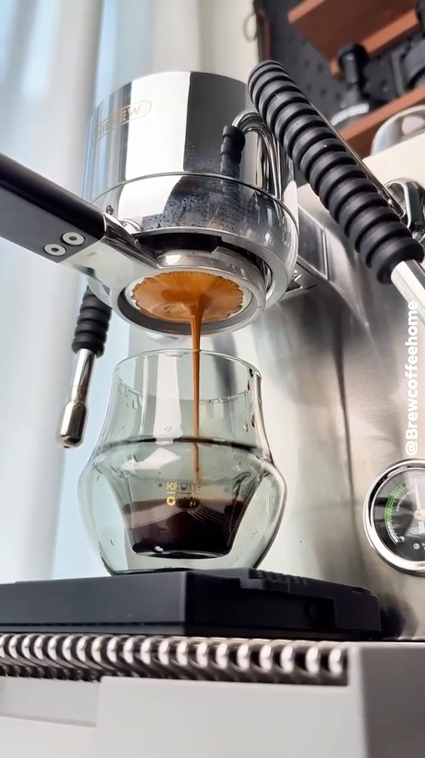 HiBREW H21 espresso extraction with a bottomless portafilter