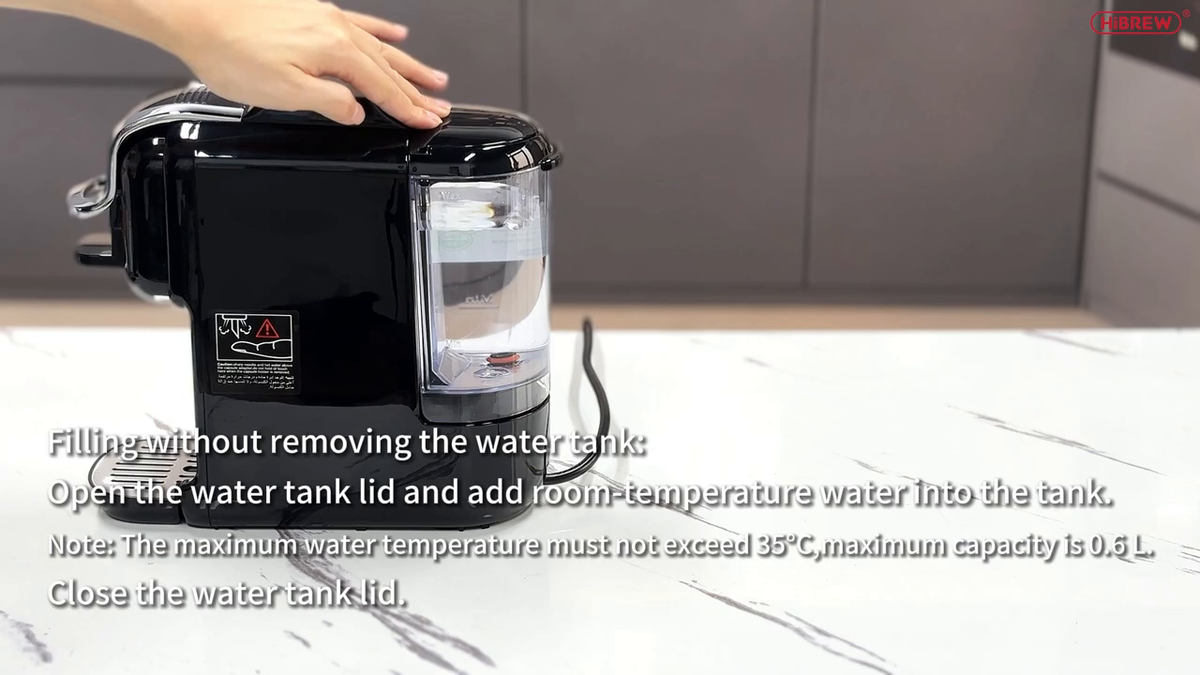 HiBREW H2C Black EU — rear water tank filling