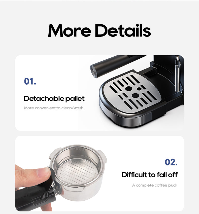 HiBREW H5A EU: detachable drip tray and portafilter basket