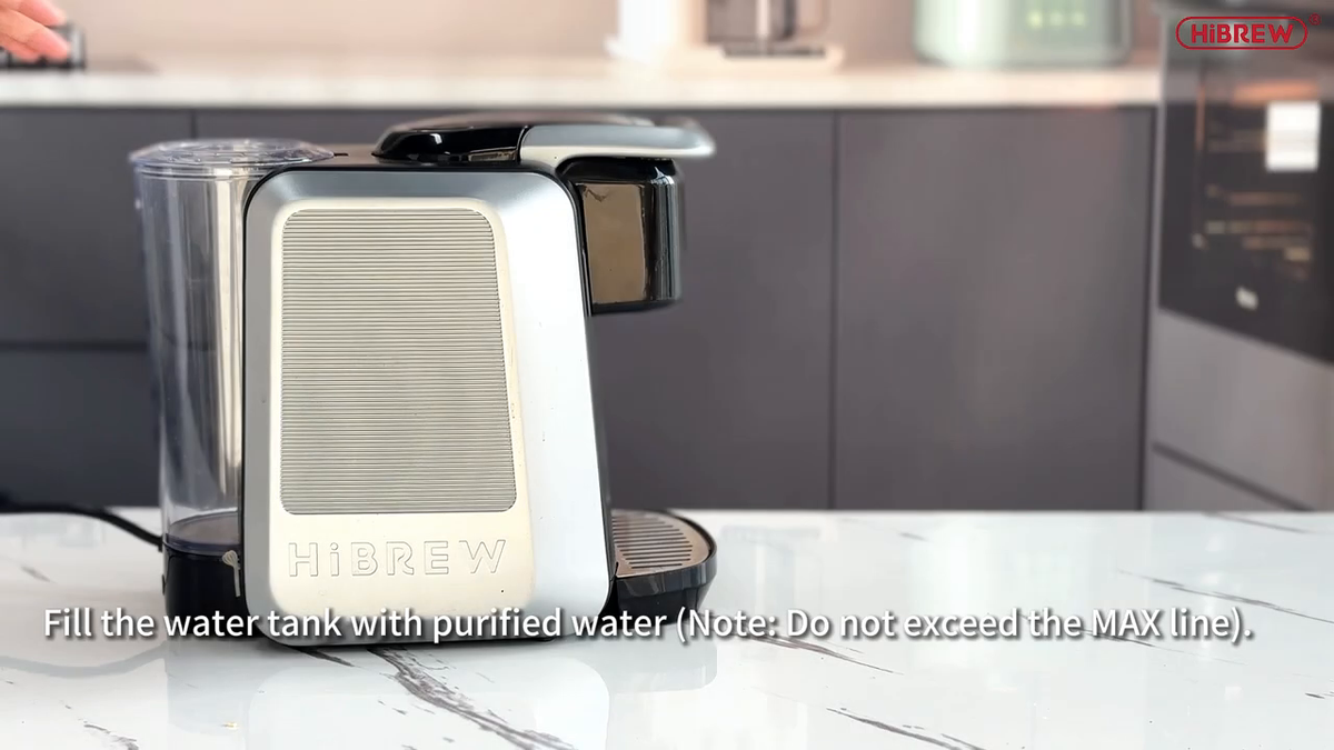 HiBREW H6 multi-capsule coffee machine with its rear water tank.