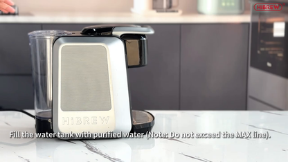 HiBREW H6 multi-capsule coffee machine with its rear water tank.